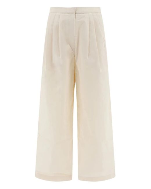 The Loom Natural Pleated Cotton Trousers