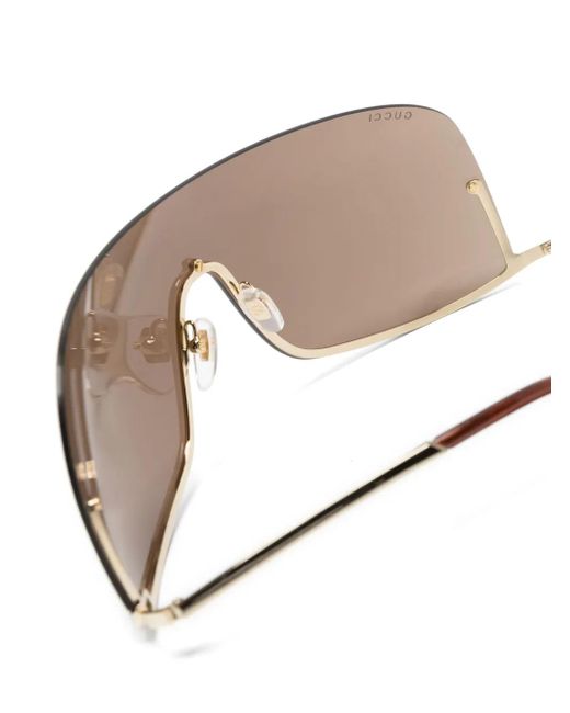 Gucci Square-G-Motif Shield-Frame Sunglasses in Pink | Lyst