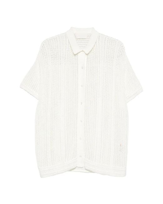 Bompard White Crochet Polo Shirt