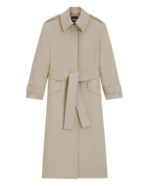 Boss Natural Belted Wool Trench Coat