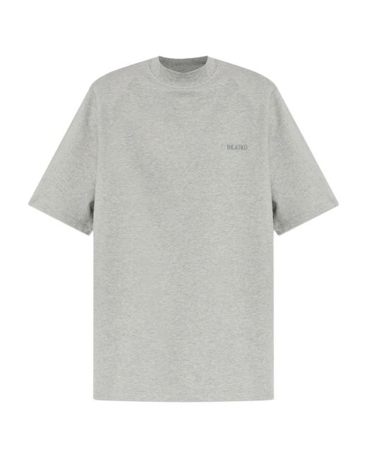 The Attico Gray Embroidered-Logo Short-Sleeve T-Shirt