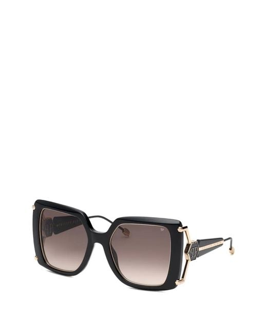 Philipp Plein Black Square-Frame Gradient-Lens Sunglasses