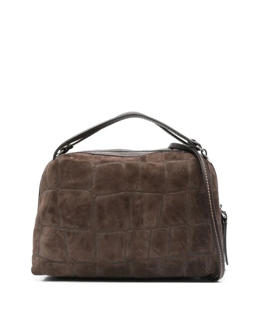 Gianni Chiarini Brown Alifa Crocodile-Print Tote Bag