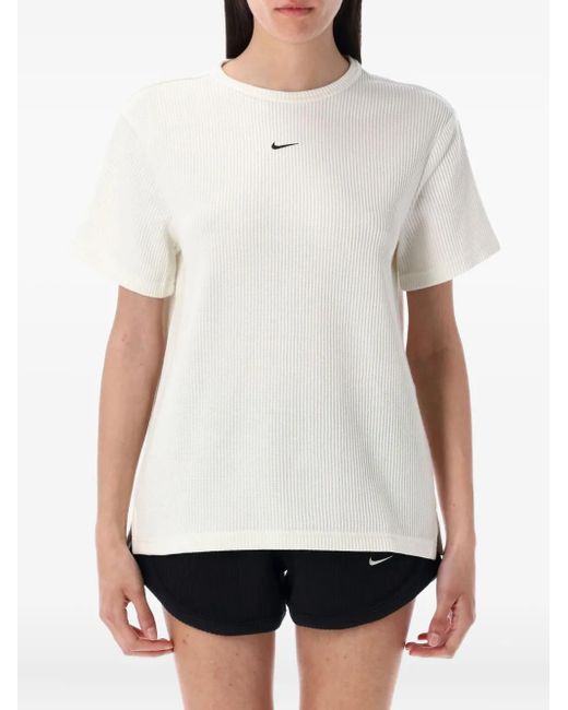 Nike White Ribbed Short-Sleeve T-Shirt