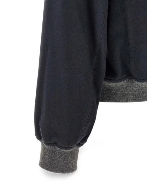 Brunello Cucinelli Blue Cashmere Zip-Up Bomber Jacket for men