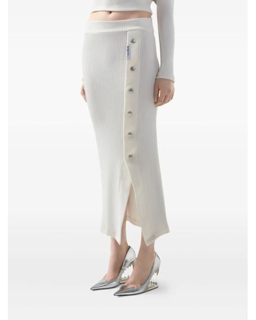 Gcds White Button Ribbed Skirt