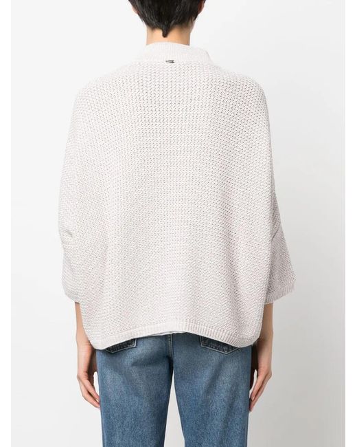 Herno White High-Neck Knitted Cardigan