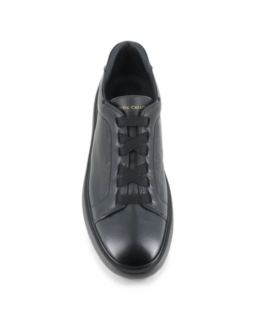 Officine Creative Black Leather Lace-Up Sneakers for men