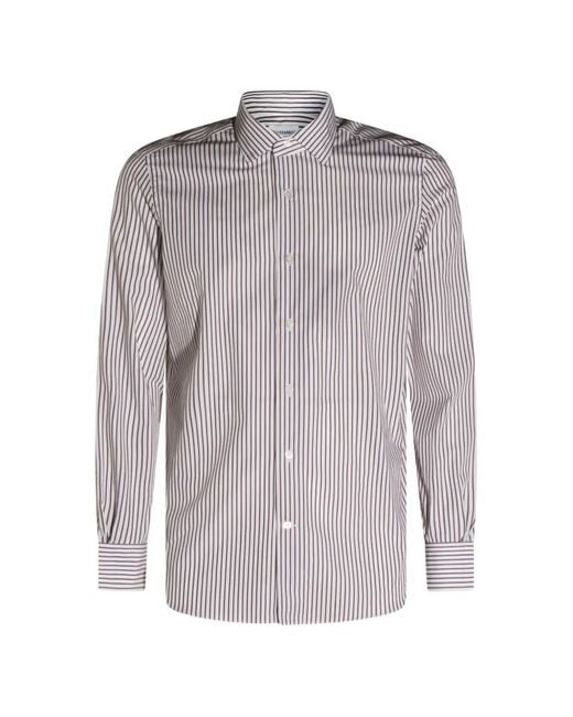 Mazzarelli Gray Striped Button Shirt for men