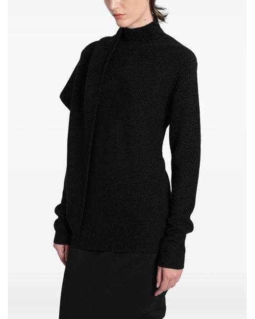 Entire studios Black Ribbed Turtleneck Draped Sweater