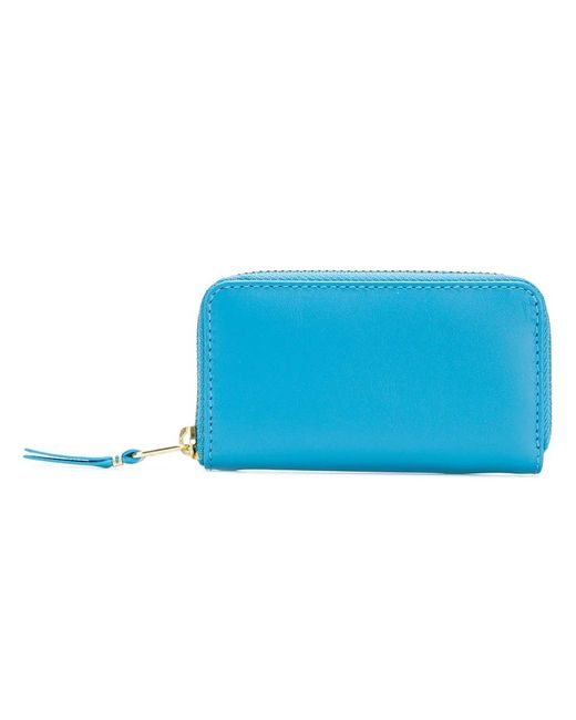 Comme des Garçons Blue Zip-Around Leather Wallet