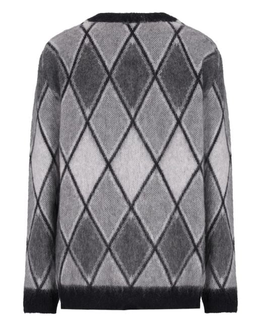 Laneus Gray Diamond-Pattern Cardigan for men