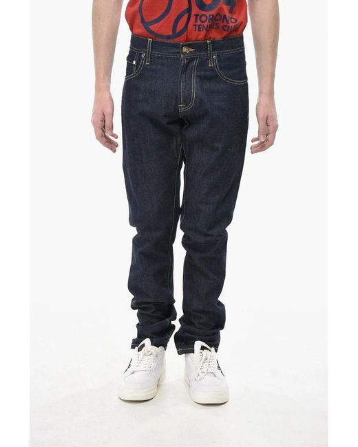 Corneliani Blue Contrasting-Stitch Slim-Fit Denim Jeans for men