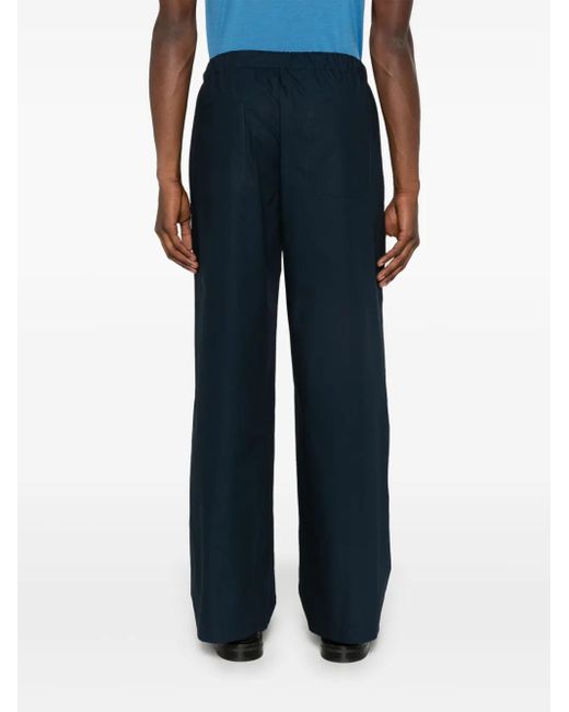 MODES GARMENTS Blue Poplin Straight-Leg Trousers for men