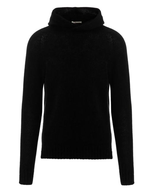 Ma'ry'ya Black Hooded Side-Split Sweater for men