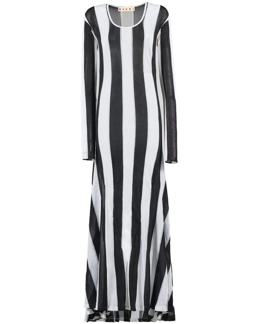 Marni White Vertical Stripe Maxi Dress