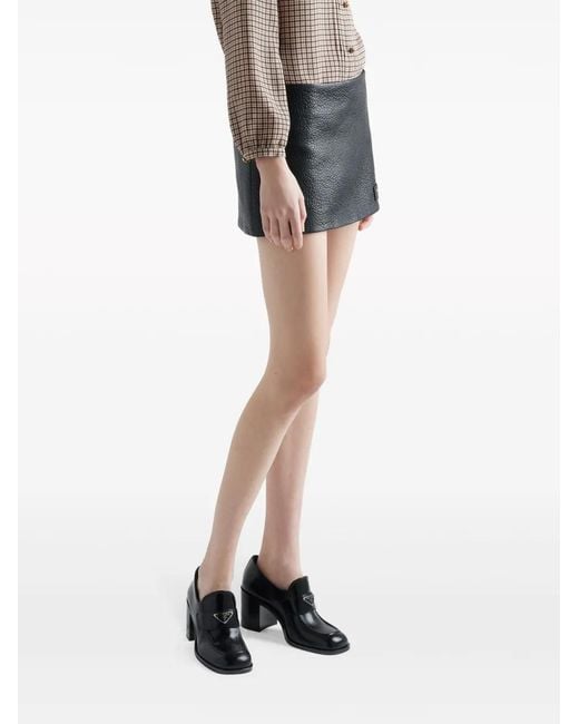 Prada Black Low-Rise Leather Miniskirt