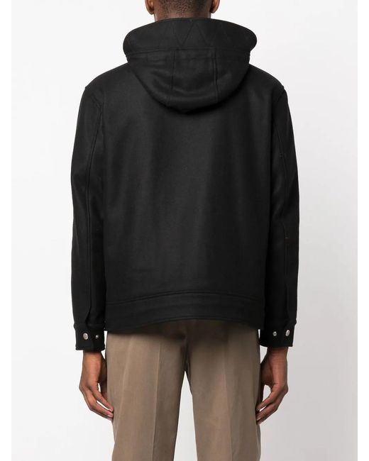 PT Torino Black Buttoned Hooded Jacket for men
