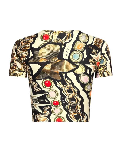 Area Cropped T-Shirt Met Print in het Natural