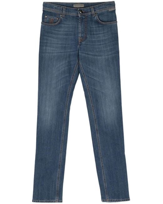 メンズ Corneliani Mid-rise Slim-fit Jeans Blue