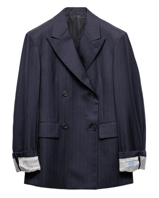 Prada Blue Sakko Mit Nadelstreifen