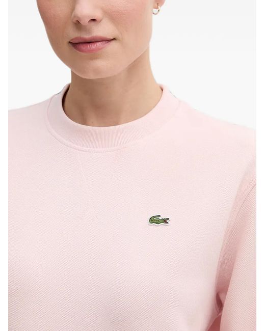 Lacoste Pink Gerippter Pullover Mit Logo-Patch