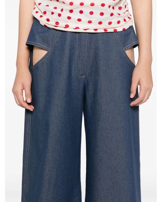 BLAKLACE Blue Cutout Trousers