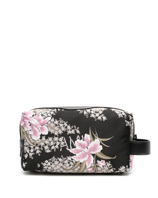 Amiri Black Hibiscus Floral-jacquard Wash Bag for men