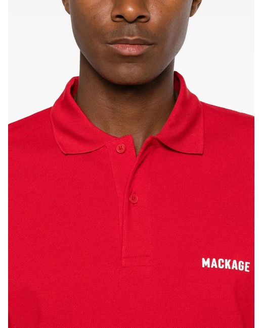 Mackage Red Logo-Print Cotton Polo Shirt for men