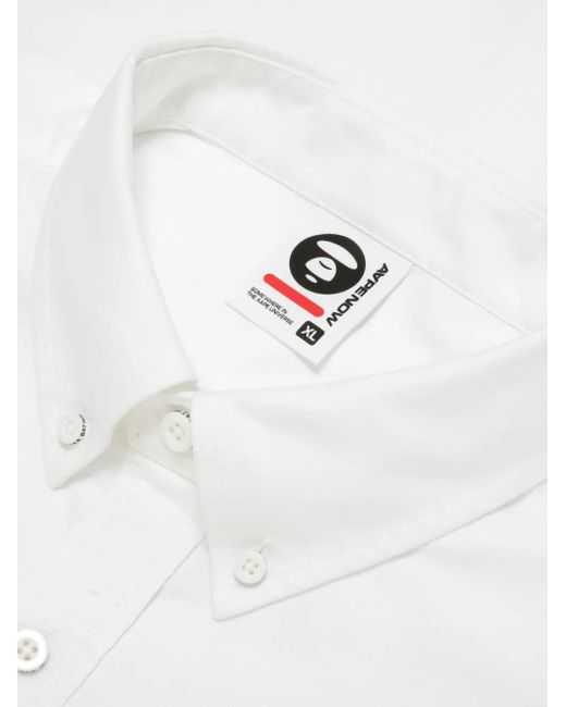 Aape By A Bathing Ape White Logo-Patch Button-Down Shirt for men