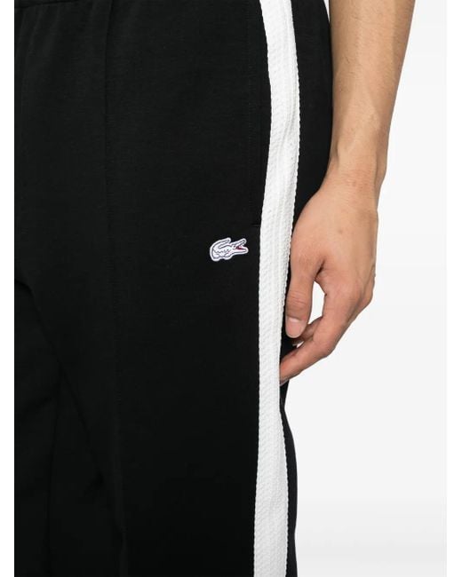 Lacoste Black Crocodile-Appliqué Track Pants for men