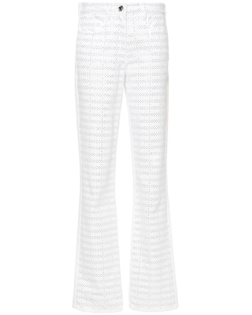 Genny White Rhinestone-embellished Straight-leg Jeans