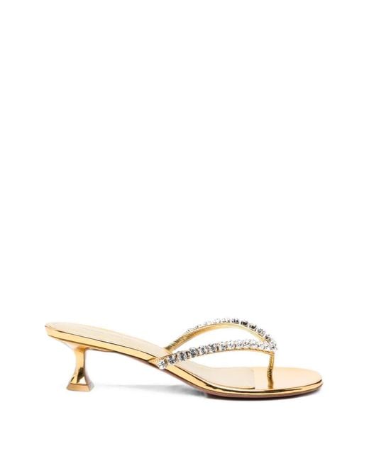 AMINA MUADDI Natural Gigi Crystal-Embellished Heeled Sandals