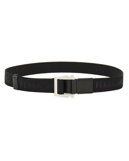 Ferragamo Black Gancini Adjustable Belt for men