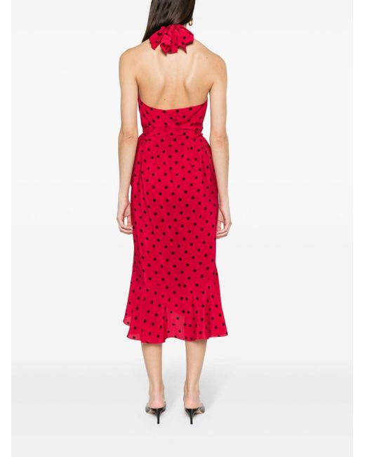 Moschino Red Seidenkleid mit Polka Dots