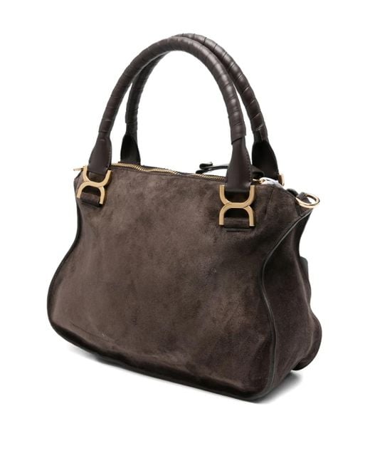 Chloé Black Rolled-Handle Suede Tote Bag