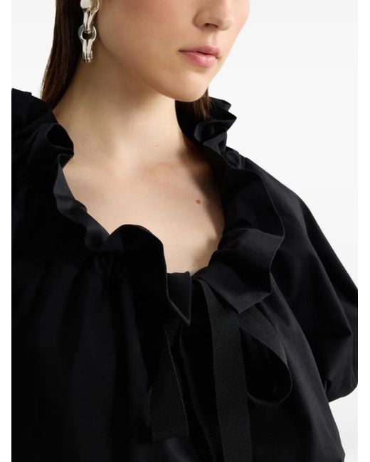 Patou Black Cropped Volume Jersey Top