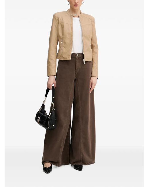 Guess Natural Monogram-Print Zip-Up Jacket