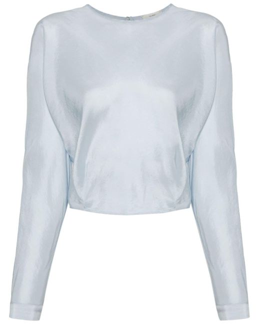 Forte Forte Blue Silk Cropped T-shirt