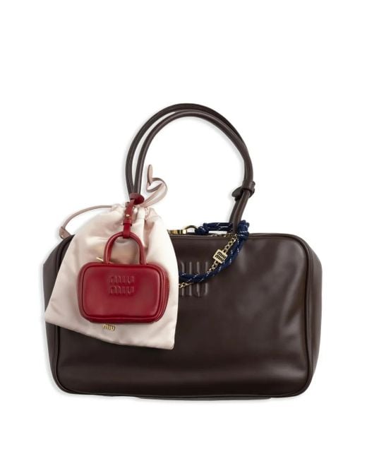 【miu miu】ロゴトリック Miu Miu ロゴ レザートリック | ブラウン | FARFETCH JP