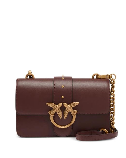 Pinko Brown Small Love One Leather Cross Body Bag