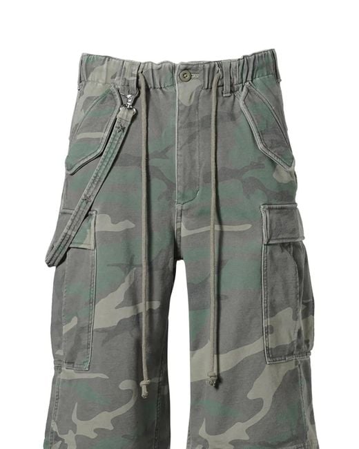 F.M.C.D. Gray Camouflage-Print Cargo Shorts for men