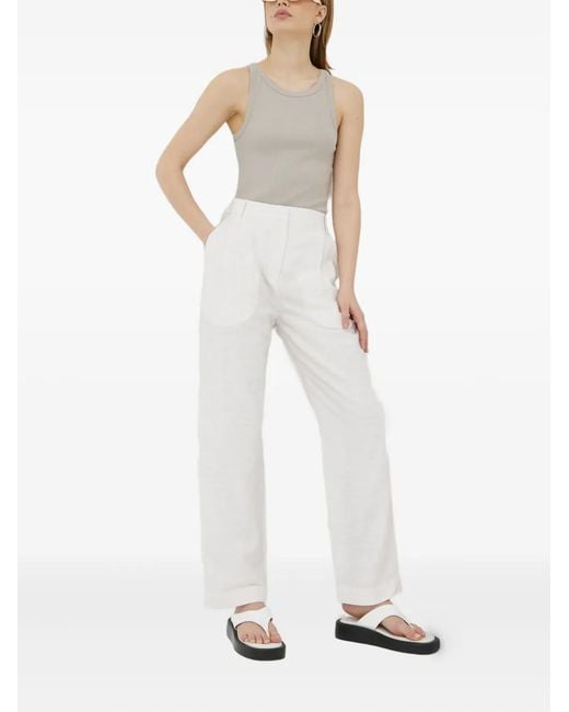 Samsøe & Samsøe White Pantalon À Design Plissé