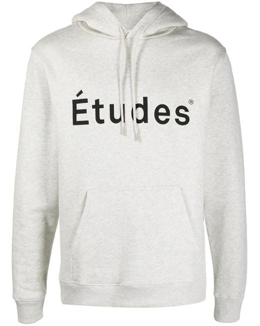 Etudes Studio Gray Logo-Print Hoodie for men