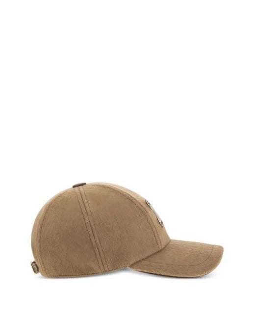 Max Mara Natural Fedora Logo-Patch Camel Wool Cap