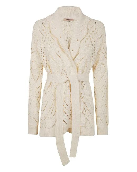 Twinset White Cardigan mit Gürtel