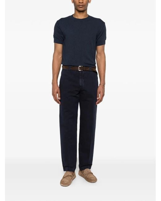 Berwich Blue Buttoned Trousers for men