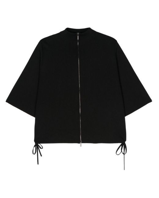 Gentry Portofino Black Short-sleeve Zipped Cardigan