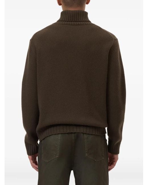 Closed Brown Turtleneck Ribbed Sweater for men
