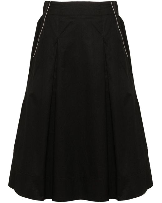 Peserico Black Poplin Midi Skirt